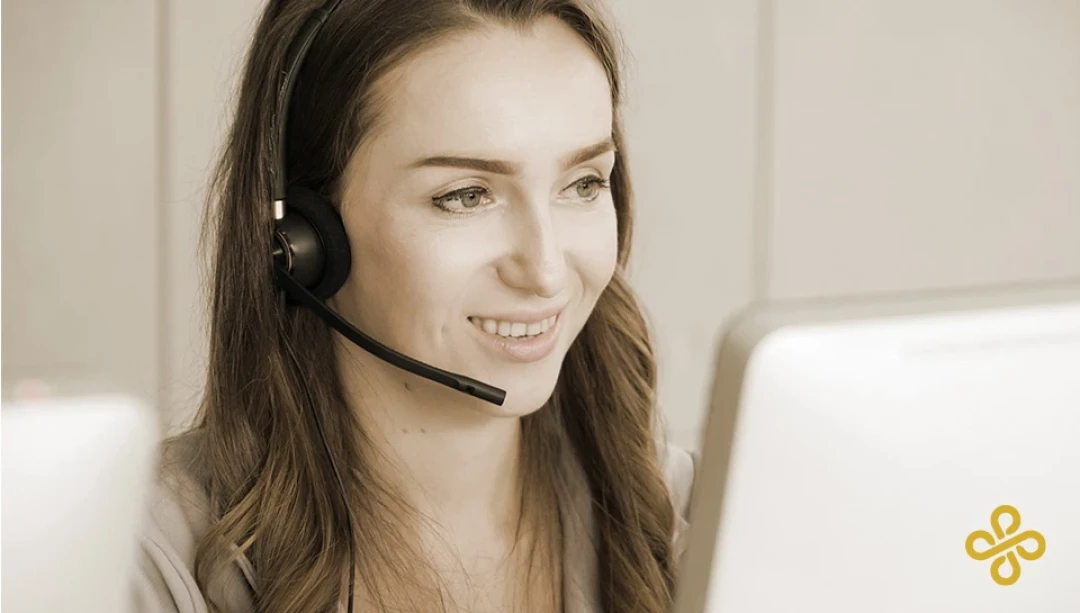 A smiling customer service operator